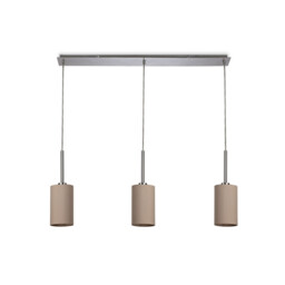 Baymont Polished Chrome 3 Light E27 Linear Pendant, With 12cm x 20cm Dual Faux Silk Shade, Nude Beige/Moonlight - thumbnail 5