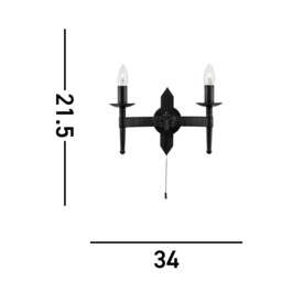 Cartwheel 2 Light Indoor Candle Wall Light Black, E27 - thumbnail 3