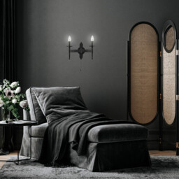 Cartwheel 2 Light Indoor Candle Wall Light Black, E27 - thumbnail 2