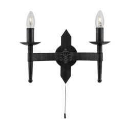 Cartwheel 2 Light Indoor Candle Wall Light Black, E27 - thumbnail 1