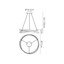 Infinity Ceiling Pendant 60W LED 3000K, 4500lm, Dimmable Silver, Polished Chrome, White Acrylic - thumbnail 2