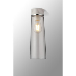 Freedom Ceiling Lamp E27, With Large Clear Cylindrical Cone Glass White Marble, Clear - thumbnail 3