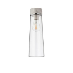 Freedom Ceiling Lamp E27, With Large Clear Cylindrical Cone Glass White Marble, Clear - thumbnail 5