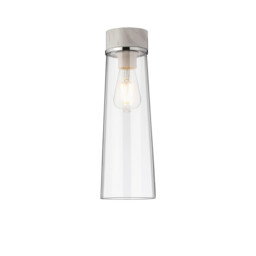 Freedom Ceiling Lamp E27, With Large Clear Cylindrical Cone Glass White Marble, Clear - thumbnail 1
