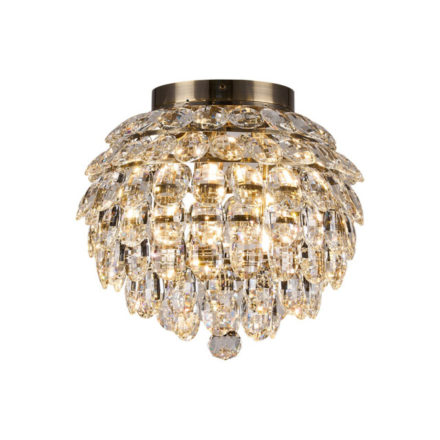 Coniston IP Ceiling, 5 Light G9, IP44, Antique Brass/Crystal - image 1