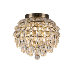 Coniston IP Ceiling, 5 Light G9, IP44, Antique Brass/Crystal