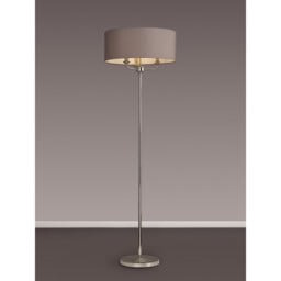 Banyan 3 Light Switched Floor Lamp With 50cm x 20cm Faux Silk Shade, Grey/White Laminate Polished Nickel/Grey - thumbnail 2