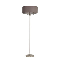 Banyan 3 Light Switched Floor Lamp With 50cm x 20cm Faux Silk Shade, Grey/White Laminate Polished Nickel/Grey - thumbnail 5
