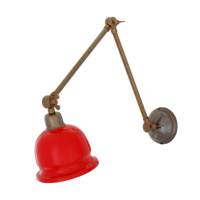 Nico Poster Light, Antique Brass, Red Shade