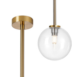 Tivoli 12cm Telescopic Pendant, 1 Light G9, IP44, Brass Gold/Clear Smooth Round Glass - thumbnail 1