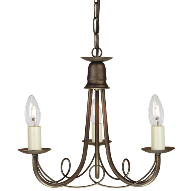 Minster Multi Arm Chandelier 3 Light Black, Gold Finish, E14 - image 1