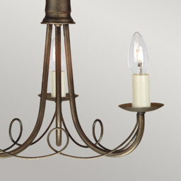 Minster Multi Arm Chandelier 3 Light Black, Gold Finish, E14 - thumbnail 3
