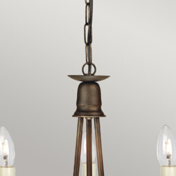 Minster Multi Arm Chandelier 3 Light Black, Gold Finish, E14 - thumbnail 2