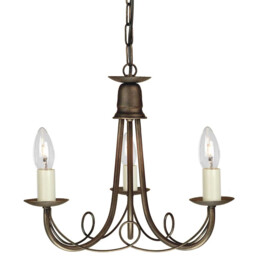 Minster Multi Arm Chandelier 3 Light Black, Gold Finish, E14 - thumbnail 1