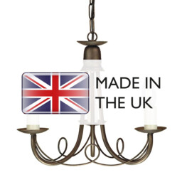 Minster Multi Arm Chandelier 3 Light Black, Gold Finish, E14 - thumbnail 5