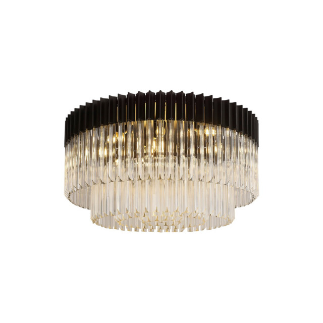 Poland Ceiling Lamp Round 12 Light E14, Matt Black, Clear Sculpted Glass, Item Weight: 28.4kg - image 1