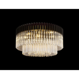 Poland Ceiling Lamp Round 12 Light E14, Matt Black, Clear Sculpted Glass, Item Weight: 28.4kg - thumbnail 3