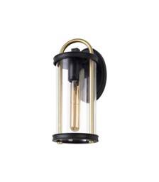 Conesus Small Wall Lamp, 1 x E27, Black & Gold, Clear Glass, IP54 - thumbnail 3