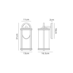 Conesus Small Wall Lamp, 1 x E27, Black & Gold, Clear Glass, IP54 - thumbnail 2
