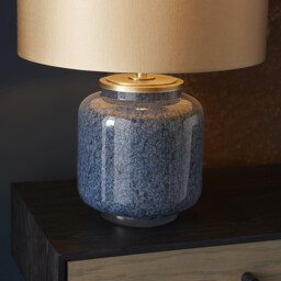 Merano Courmayeur Table Lamp Cobalt Glass & Gold Satin Fabric - thumbnail 2