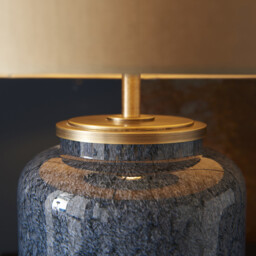 Merano Courmayeur Table Lamp Cobalt Glass & Gold Satin Fabric - thumbnail 3