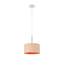 Baymont Polished Chrome E27 Universal Single Pendant With 30cm x 17cm Dual Faux Silk Shade, Antique Gold/Ruby - thumbnail 5