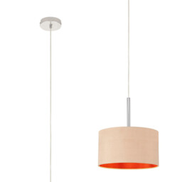 Baymont Polished Chrome E27 Universal Single Pendant With 30cm x 17cm Dual Faux Silk Shade, Antique Gold/Ruby