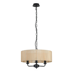 Banyan 3 Light Multi Arm Pendant With 45cm x 15cm Organza Shade Matt Black/Soft Bronze - thumbnail 5