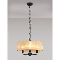 Banyan 3 Light Multi Arm Pendant With 45cm x 15cm Organza Shade Matt Black/Soft Bronze - thumbnail 2