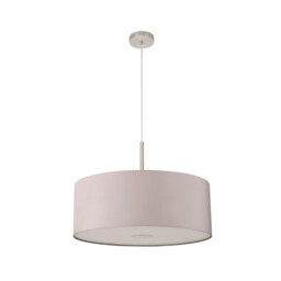 Baymont Satin Nickel E27 Single Pendant With 60cm Faux Silk Shade, Grey/White Laminate - thumbnail 5