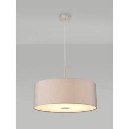 Baymont Satin Nickel E27 Single Pendant With 60cm Faux Silk Shade, Grey/White Laminate - thumbnail 2