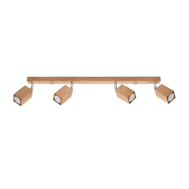 Keke Oak Square Ceiling Spotlight Bar Wood, 4x GU10 - image 1