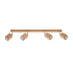 Keke Oak Square Ceiling Spotlight Bar Wood, 4x GU10