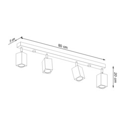 Keke Oak Square Ceiling Spotlight Bar Wood, 4x GU10 - thumbnail 5