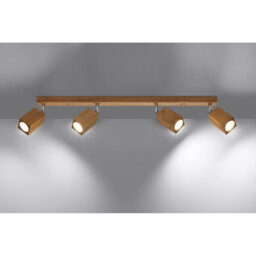 Keke Oak Square Ceiling Spotlight Bar Wood, 4x GU10 - thumbnail 3