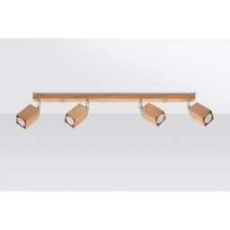 Keke Oak Square Ceiling Spotlight Bar Wood, 4x GU10 - thumbnail 2