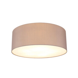 Baymont White 5 Light E27 Universal Flush Ceiling Fixture With 60cm x 22cm Faux Silk Shade, Grey/White Laminate