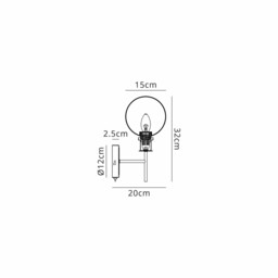 Placid Switched Wall Light, 1 Light E14 With 15cm Round White & Grey Marble Effect Glass Shade, Brass & Satin Black Framework - thumbnail 2