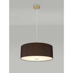 Baymont Antique Brass E27 Single Pendant With 60cm x 22cm Faux Silk Shade, Black/White Laminate - thumbnail 2