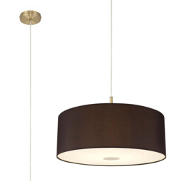 Baymont Antique Brass E27 Single Pendant With 60cm x 22cm Faux Silk Shade, Black/White Laminate
