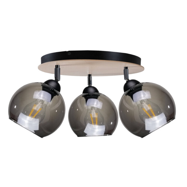 Wood Ceiling Spotlight Clusters Black, 30cm, 3x E27