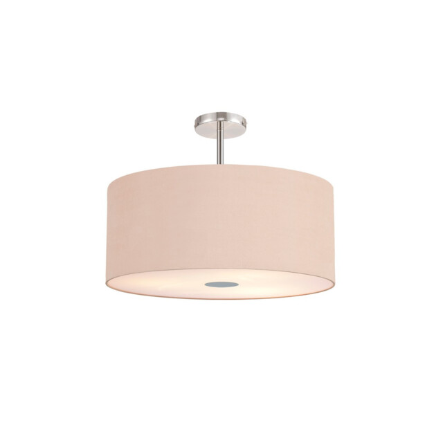 Baymont Polished Chrome 5 Light E27 Semi Flush Fixture With 60cm x 22cm Dual Faux Silk Shade, Antique Gold/Ruby - image 1
