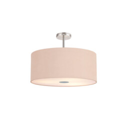 Baymont Polished Chrome 5 Light E27 Semi Flush Fixture With 60cm x 22cm Dual Faux Silk Shade, Antique Gold/Ruby
