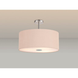 Baymont Polished Chrome 5 Light E27 Semi Flush Fixture With 60cm x 22cm Dual Faux Silk Shade, Antique Gold/Ruby - thumbnail 2
