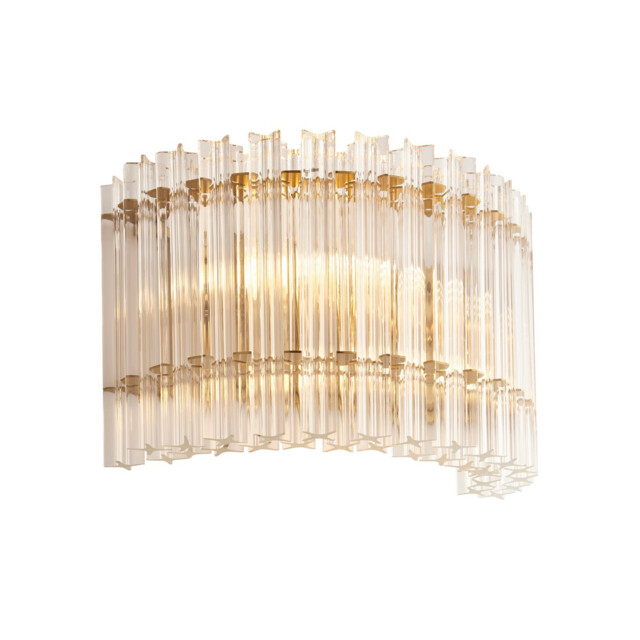 Alderley Wall Lamp Brushed Aged Brass Plate & Clear Glass 2 x 7W LED E14 - image 1