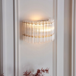 Alderley Wall Lamp Brushed Aged Brass Plate & Clear Glass 2 x 7W LED E14 - thumbnail 2