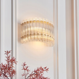 Alderley Wall Lamp Brushed Aged Brass Plate & Clear Glass 2 x 7W LED E14 - thumbnail 5