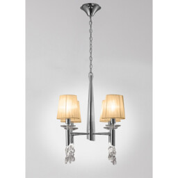 Tiffany Pendant 4+4 Light E14+G9, Polished Chrome With Soft Bronze Shades & Clear Crystal - thumbnail 2