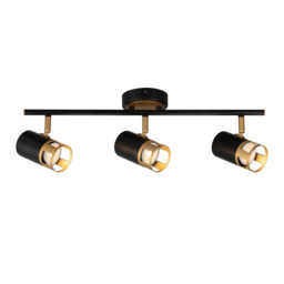 Phelps 3 Light Linear Bar SpotFitting GU10, Black, Painted Gold - thumbnail 1