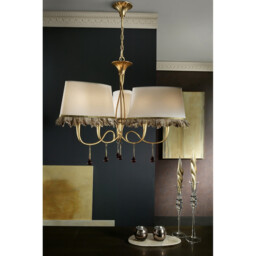 Paola Wall Lamp 1 Light E14, Silver Painted With Cream Shade & Black Glass Droplets - thumbnail 3
